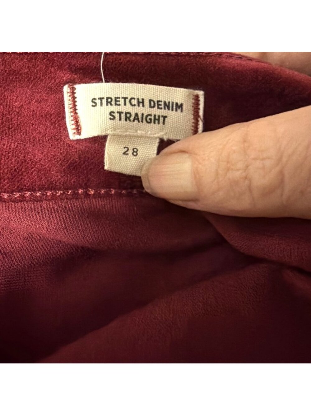 Madewell Womens Burgundy Stretch Velveteen Mini Skirt Straight Fit Size 28 - Picture 5 of 8